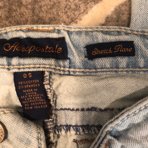 NEW Aeropostale flare distressed denim jeans sz 0 - Picture 3 of 7